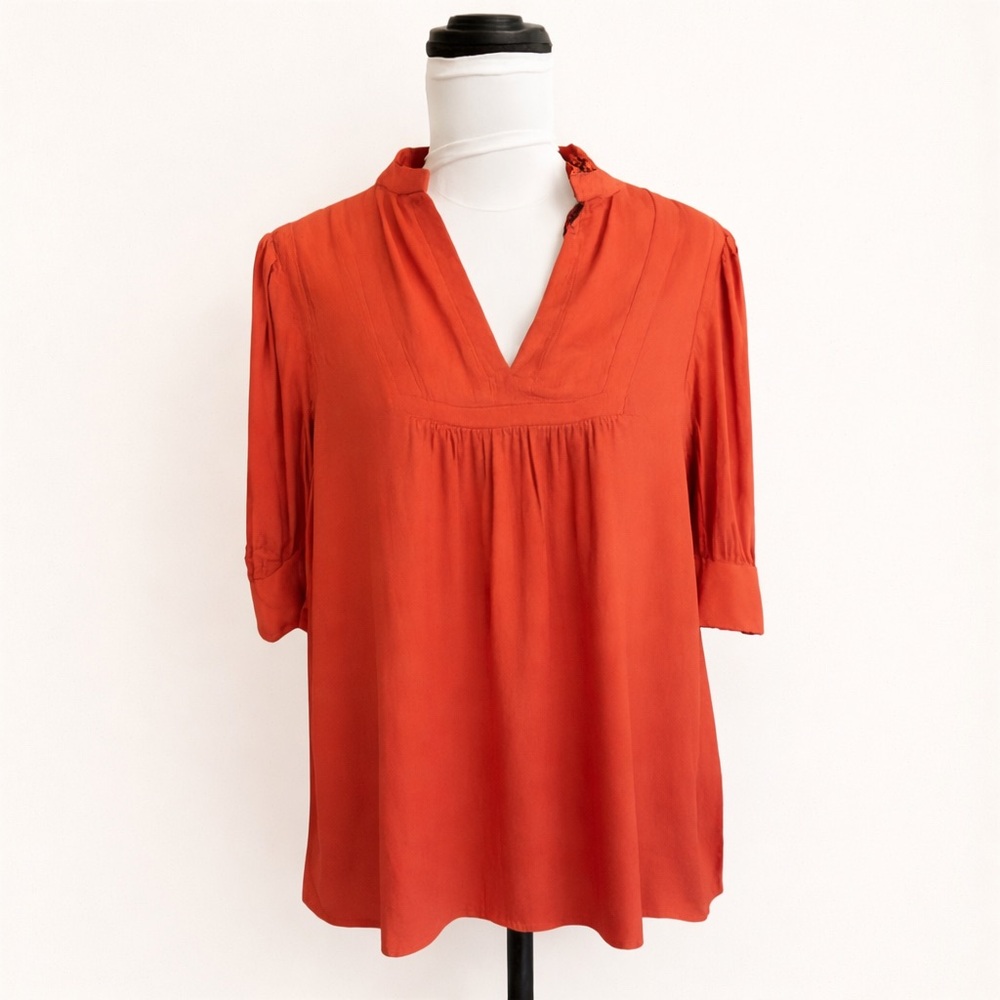 Dear John Persimmon Rayon Peasant Boho Blouse Top M NWT